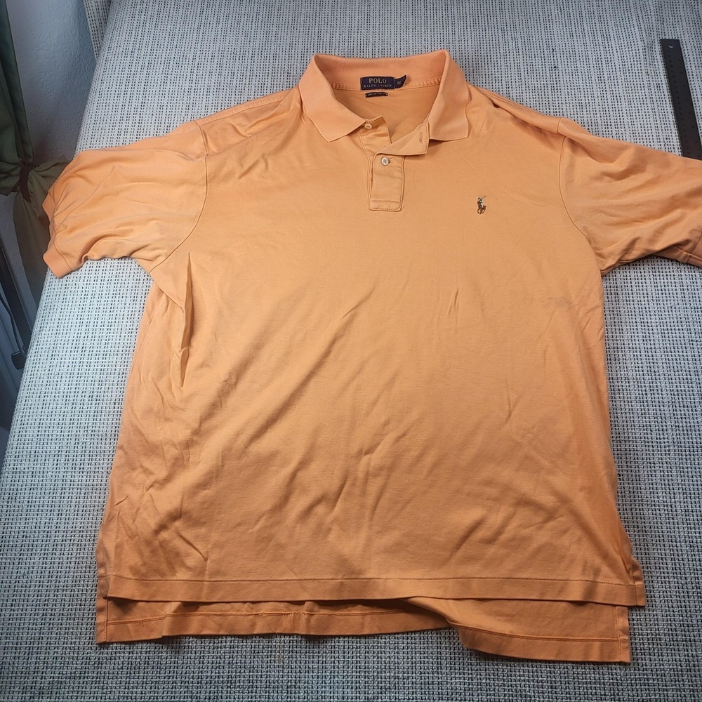 Polo Ralph Lauren Polo Shirt Mens Big XLT Orange Pony Logo Short Sleeve Casual